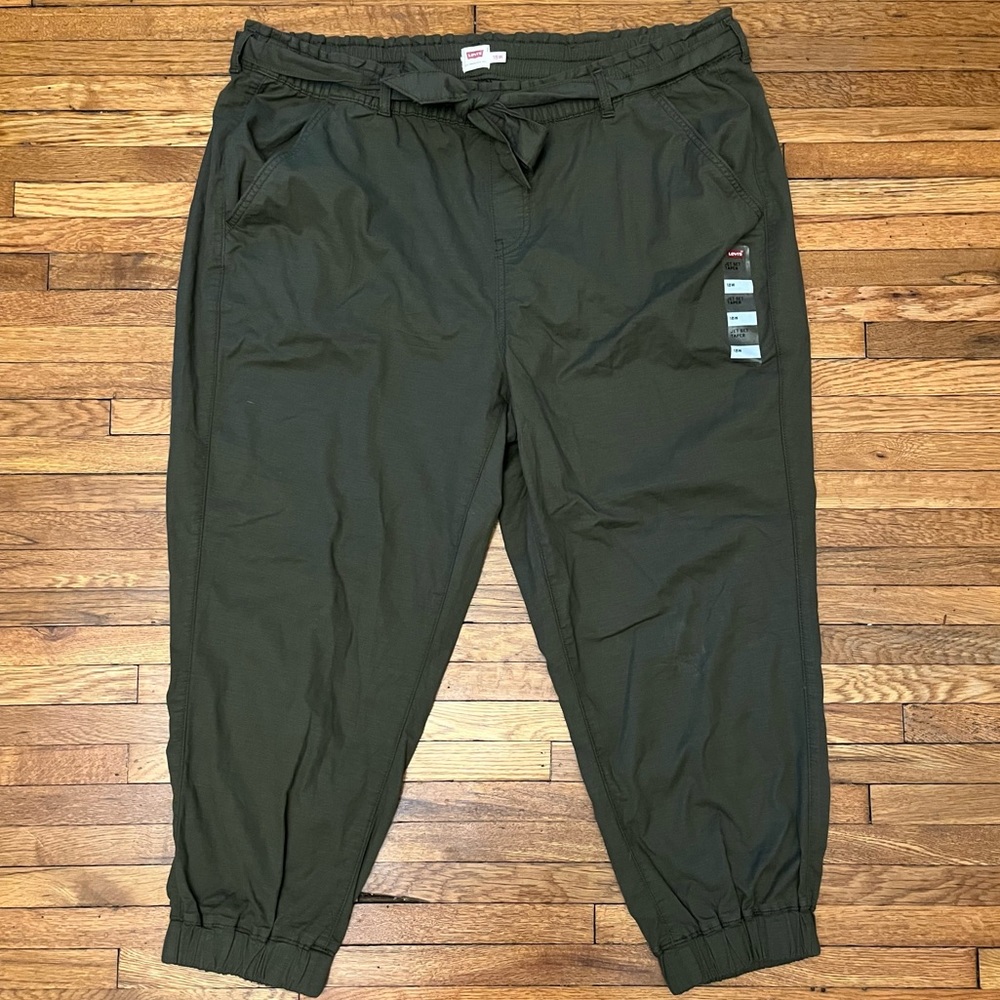 Levi Jet Set Jogger Pants Womens Plus Size 18W Olive Green Mid-Rise Belted
